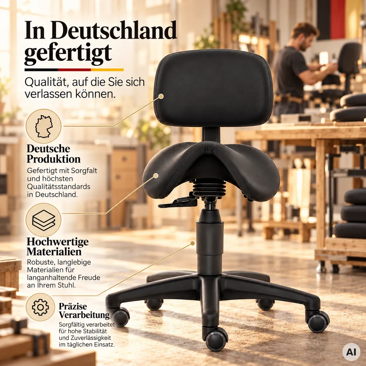 Sattelhocker - Ergonomisch & entlastender Hocker