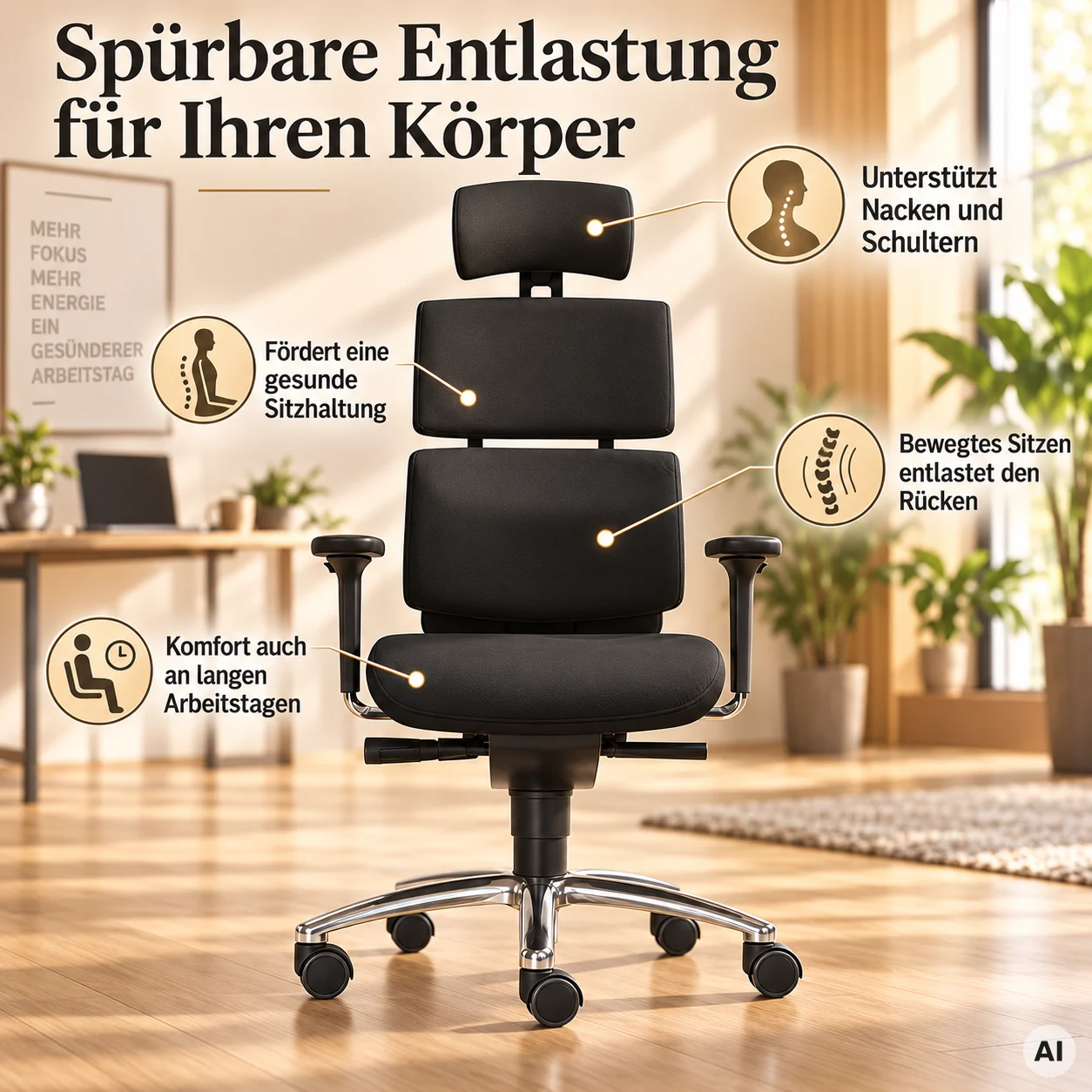Water L mit Kopfstütze - Einzigartiger Bürostuhl