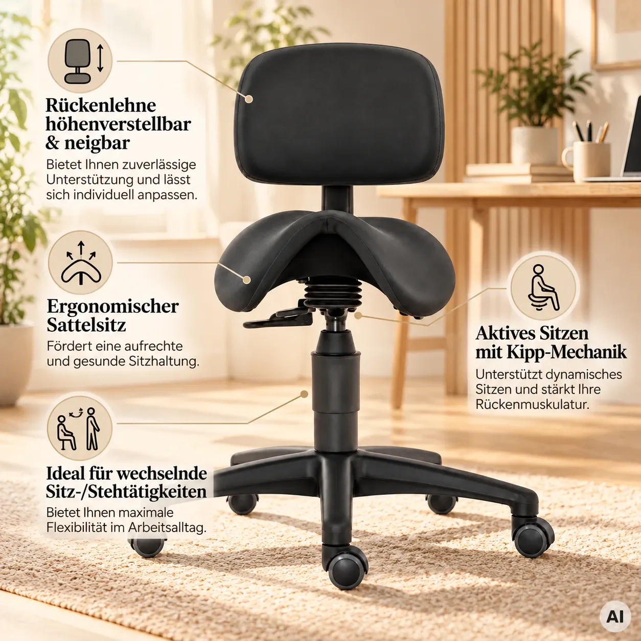 Sattelhocker - Ergonomisch & entlastender Hocker