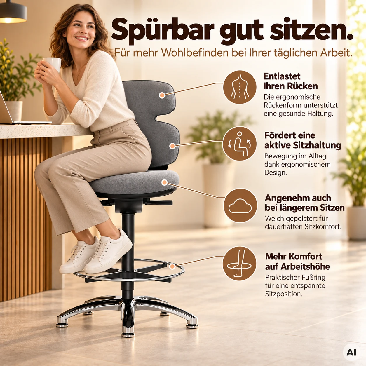 Sun H - Feng Shui Counterstuhl mit Fußring