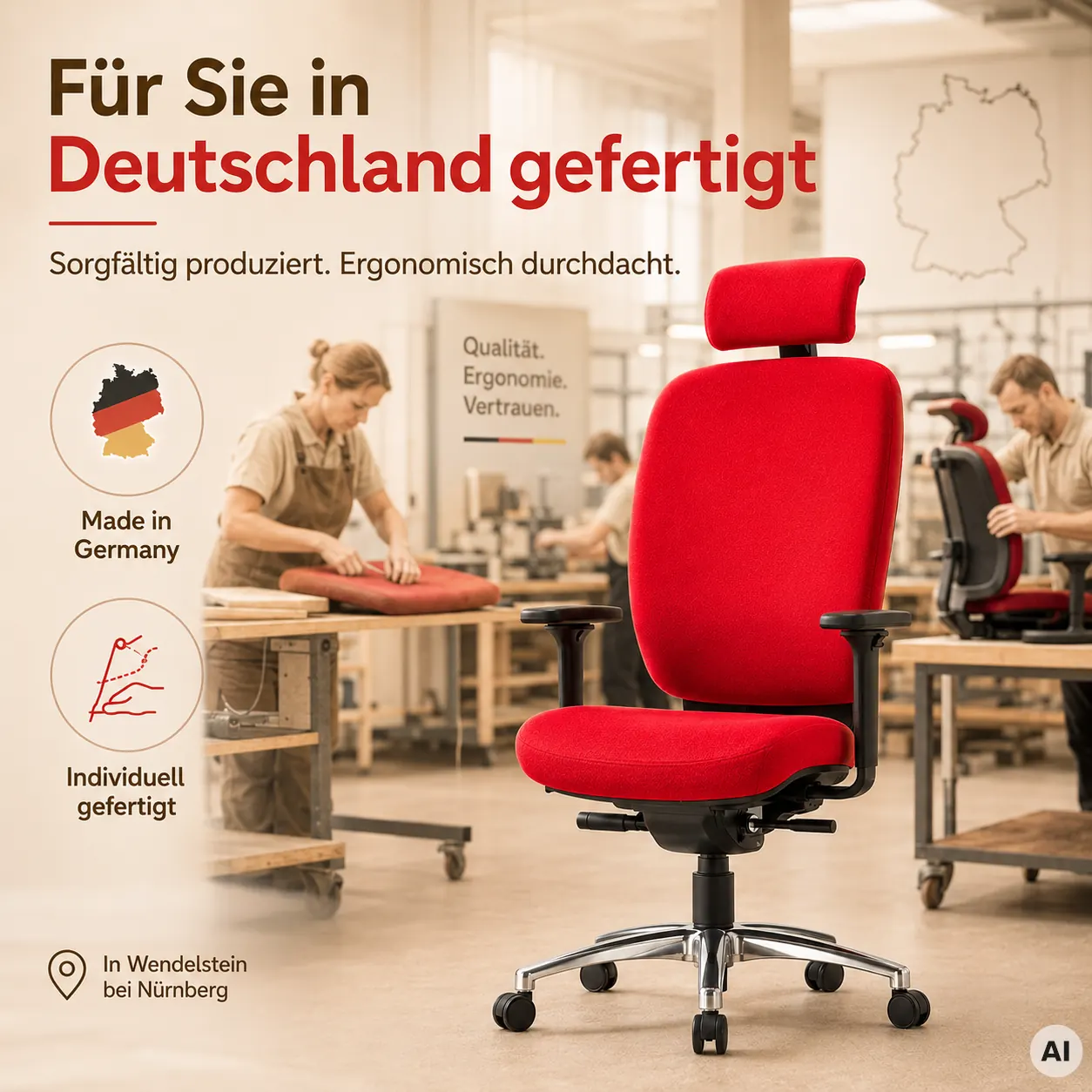 Lady Comfort L mit Kopfstütze - Bürostuhl für Frauen