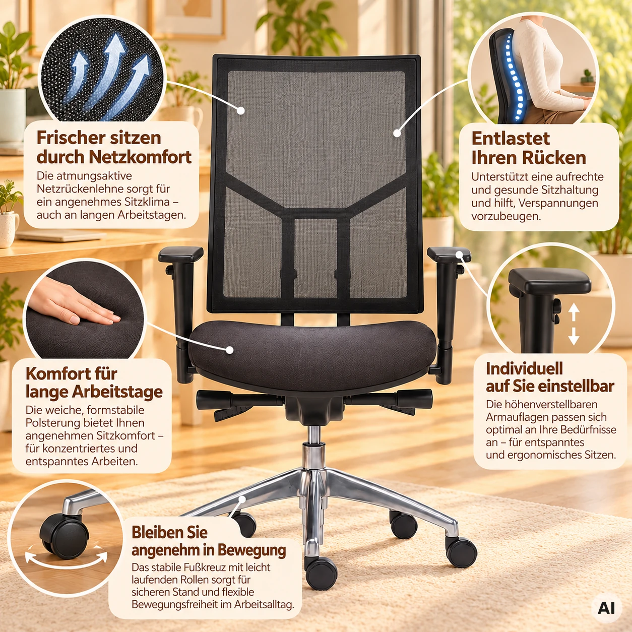 Ergo Net M - Ergonomischer Netz-Bürostuhl